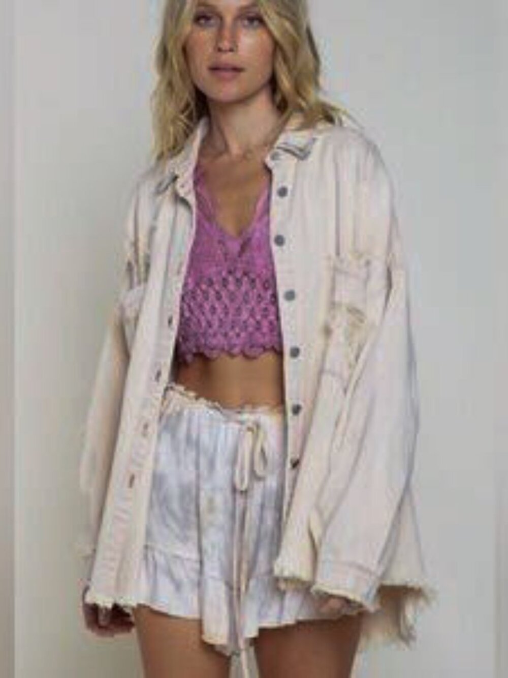 POL Frayed Edge Jacket Shacket Large